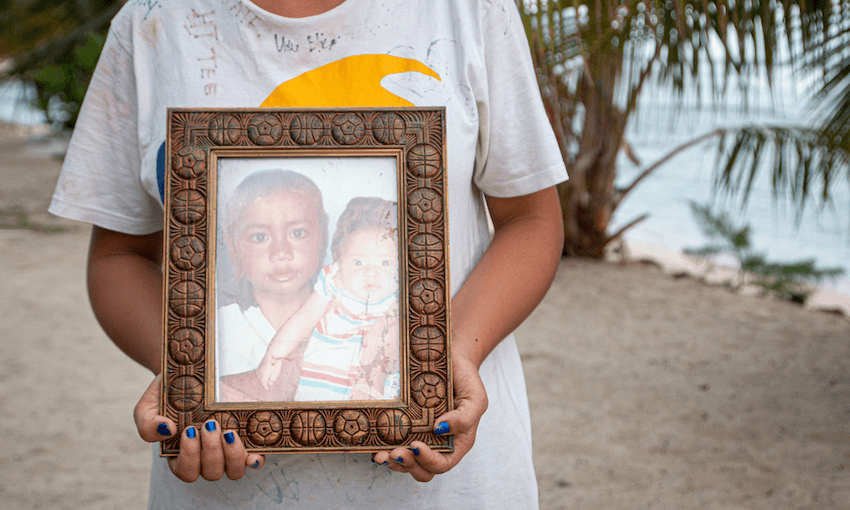 This photo of Jay Jay and Mary Lyne sits in the window of Jaymy’s Beach Fales kitchenette. Photo: Sapeer Mayron 
