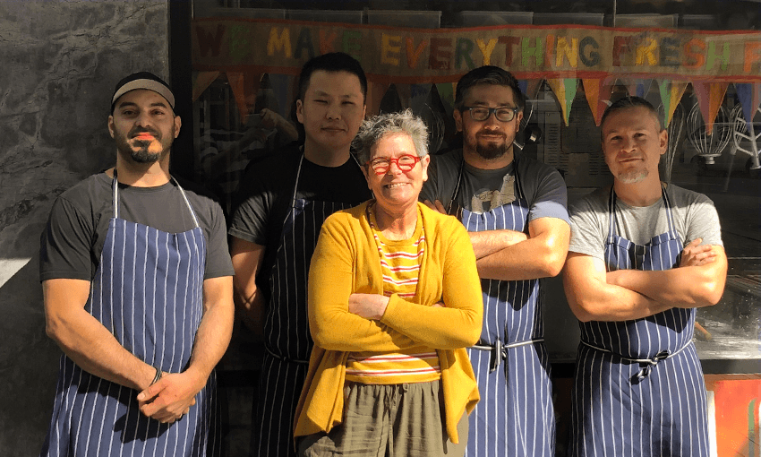 Yael Shochat outside Ima Cuisine with some of her staff members (Photo: Supplied) 
