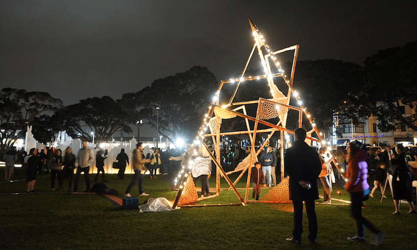 An installation from Unitec architecture students at the 2018 GLOW@Artweek (image: Ching Ting Fu/Unitec).  
