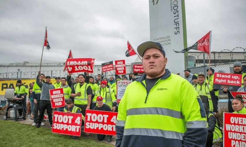 Foodstuffs employees on strike in 2017 (Supplied, FIRST Union) 
