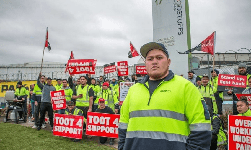 Foodstuffs employees on strike in 2017 (Supplied, FIRST Union)