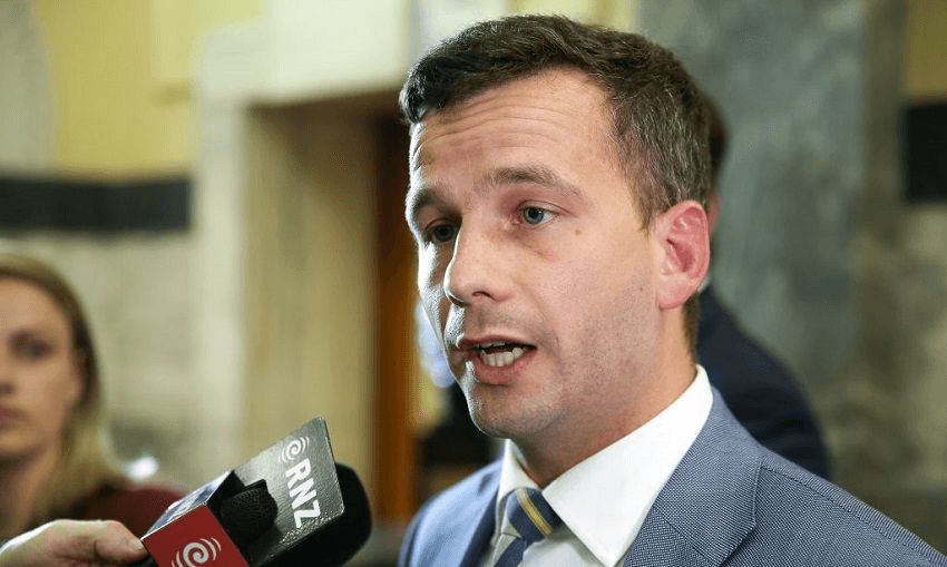 End of Life Choice bill sponsor David Seymour speaking to reporters at parliament (Getty Images) 
