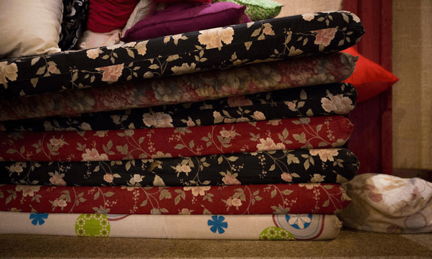 Mattresses at Tapu Te Ranga. The marae welcomed visitors nearly every day. Photo: Dianna Thomson 
