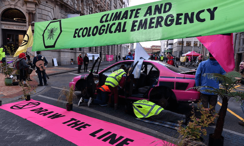 Extinction Rebellion’s protest this morning in central Wellington (supplied)  
