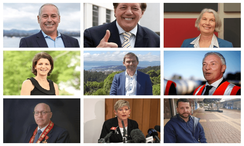 Some of the various winners of mayoral races around the country (Image sources: Radio NZ, Getty Images, Supplied)  
