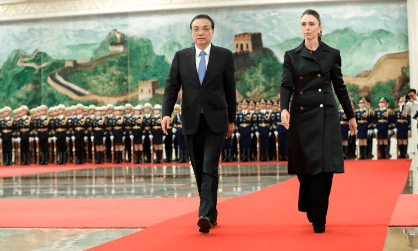 PM Jacinda Ardern and Chinese premier Li Keqiang during a state visit to China in April, 2019 (Getty Images) 

