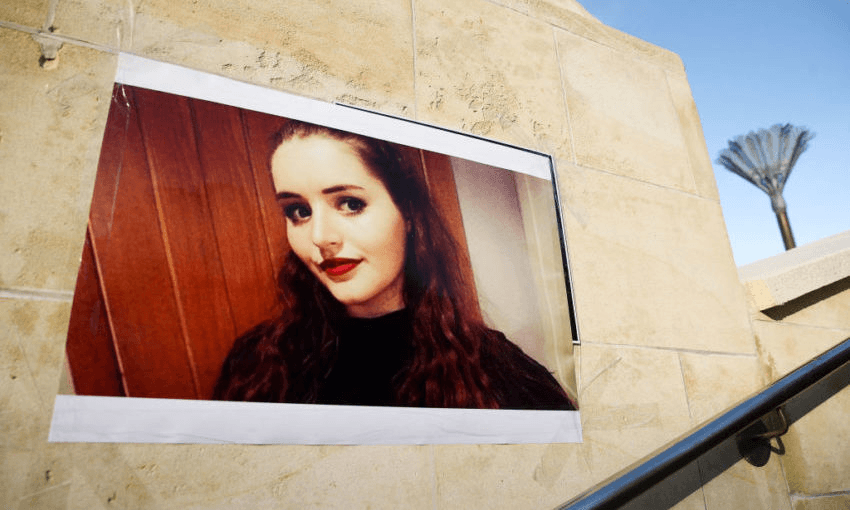 A photo of Grace Millane during a vigil at Civic Square, Wellington, on December 12, 2018.  (Photo: Hagen Hopkins/Getty Images) 
