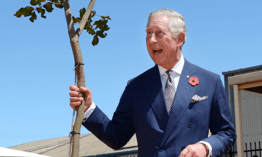 Prince Charles, Prince of Wales, with an unnamed tree. (Photo by Tracey Nearmy-Pool/Getty Images) 
