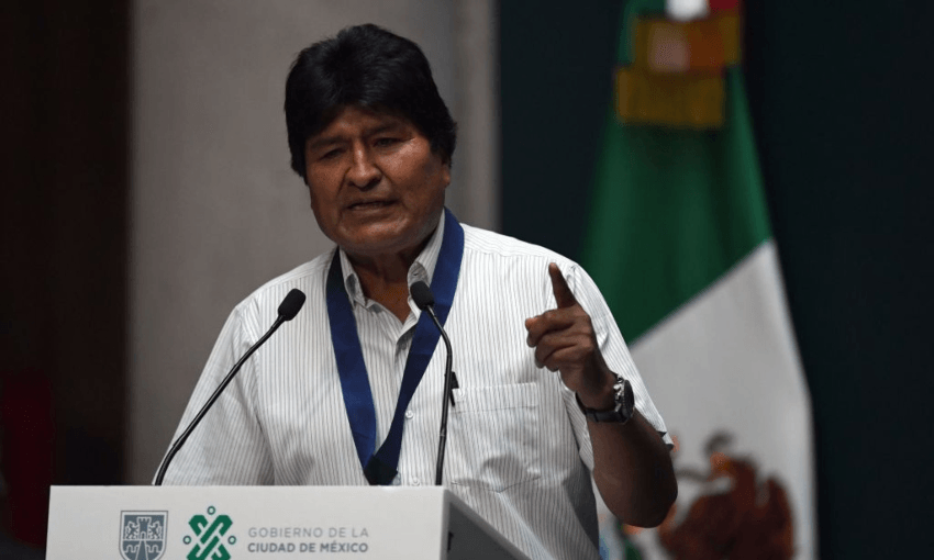 Ousted Bolivian president Evo Morales, speaking from exile in Mexico (Getty Images) 
