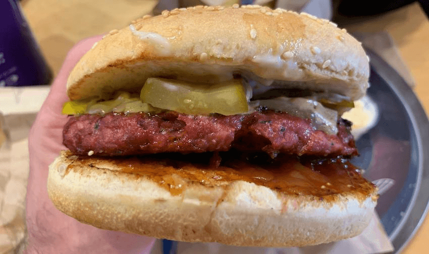 BurgerFuel’s alternative muscle is made with a plant based patty from The Alternative Meat Co. (Image: Simon Day).  
