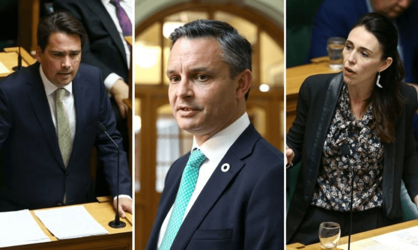 Simon Bridges, James Shaw, Jacinda Ardern (Hagen Hopkins / Getty)