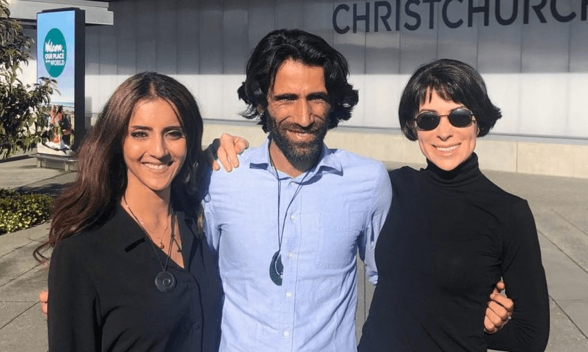 Behrouz Boochani with Green MP Golriz Ghahraman and Donna Miles-Mojab. Photo: via Golriz Ghahraman 
