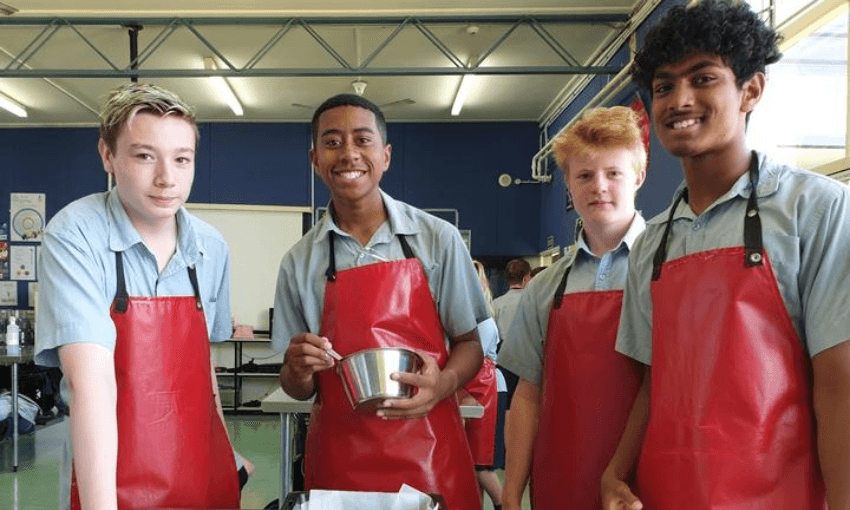 Pakuranga College food technology students (Photo: RNZ Insight / John Gerritsen) 
