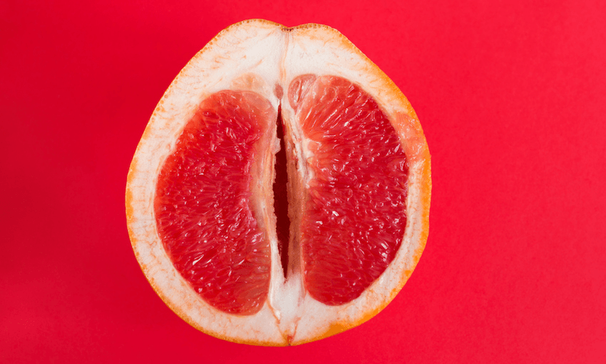 top view half of fresh ripe grapefruit
