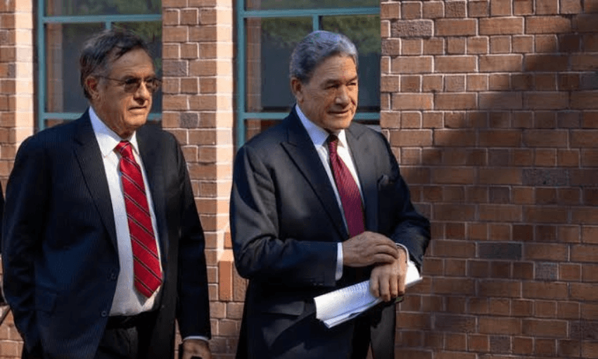 Winston Peters and lawyer Brian Henry (Radio NZ, Dan Cook) 
