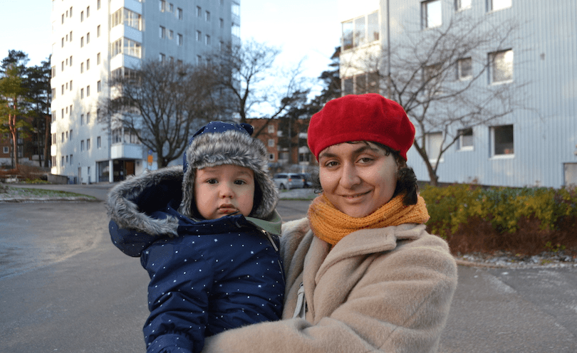 The author and her son at home