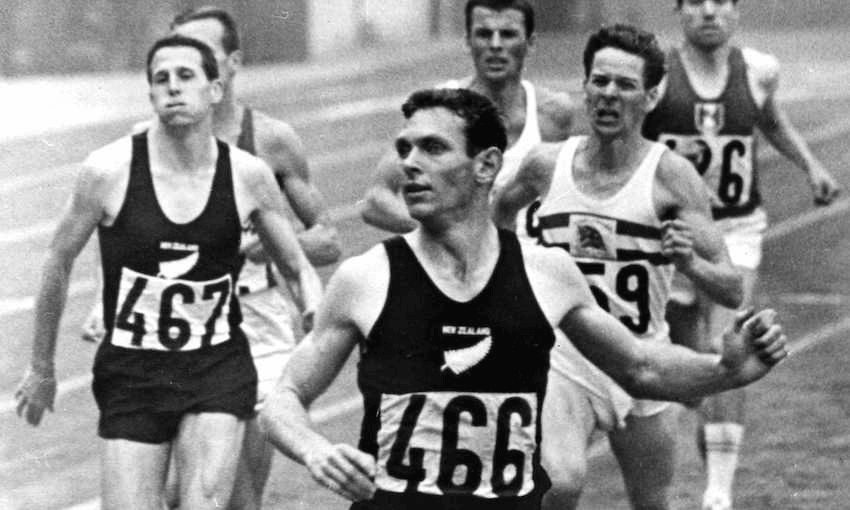 23rd October 1964: Peter Snell crosses victoriously the finish line of the Olympic 1500 metre event at the Olympic stadium in Tokyo. (Mandatory Credit: Allsport Hulton/Archive) 
