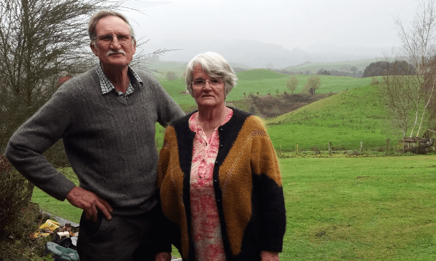 Jim-and-Audrey-Walker-on-their-Waimiha-farm-Alex-Braae