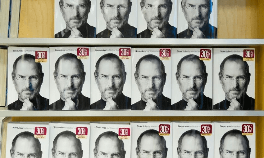 Copies of the “iBio” hit stores on Oct 24, 2011, three weeks after Jobs’ death. Image: Ken Cedeno/Getty  
