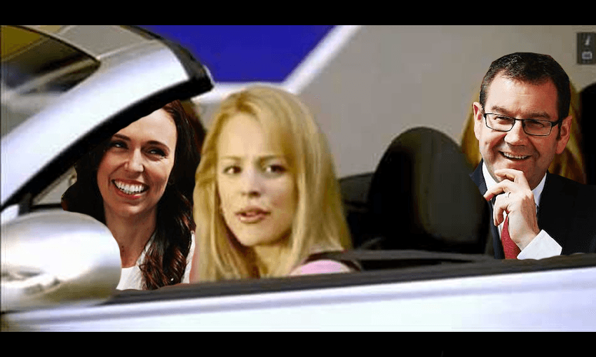 Grant Robertson and Jacinda Ardern have got in the car and are going shopping (Image: Tina Tiller) 
