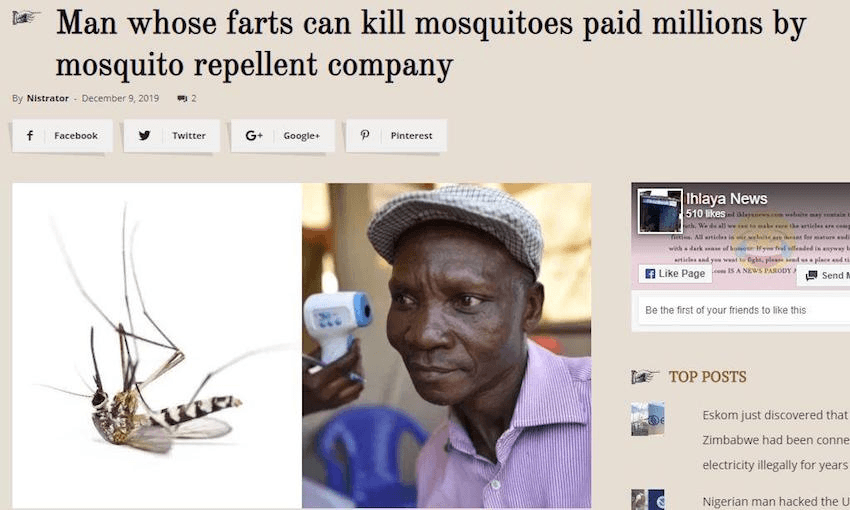 Ihlaya News’ original report on the mosquito repelling fart man. Photo: Ihlaya News