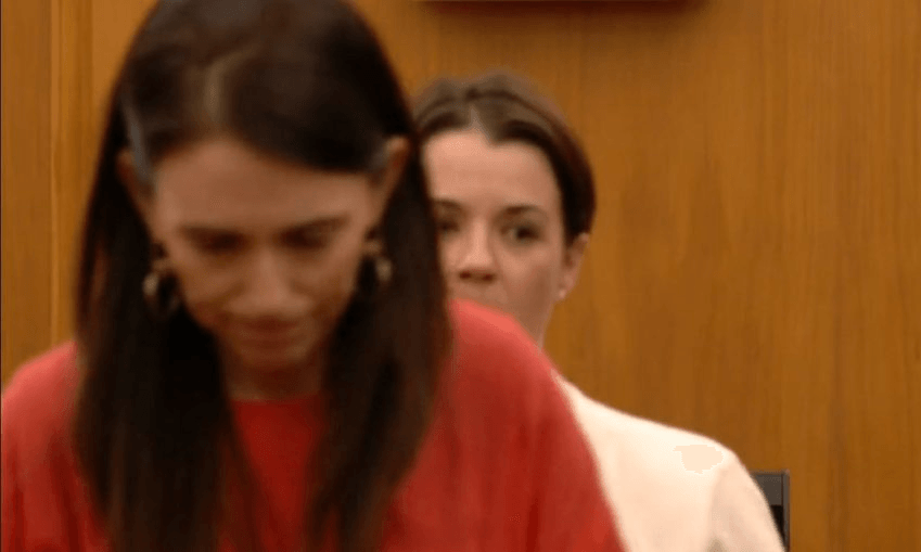 Prime minister Jacinda Ardern and Labour Party president Claire Szabo speak to media at parliament today. Screengrab: RNZ 
