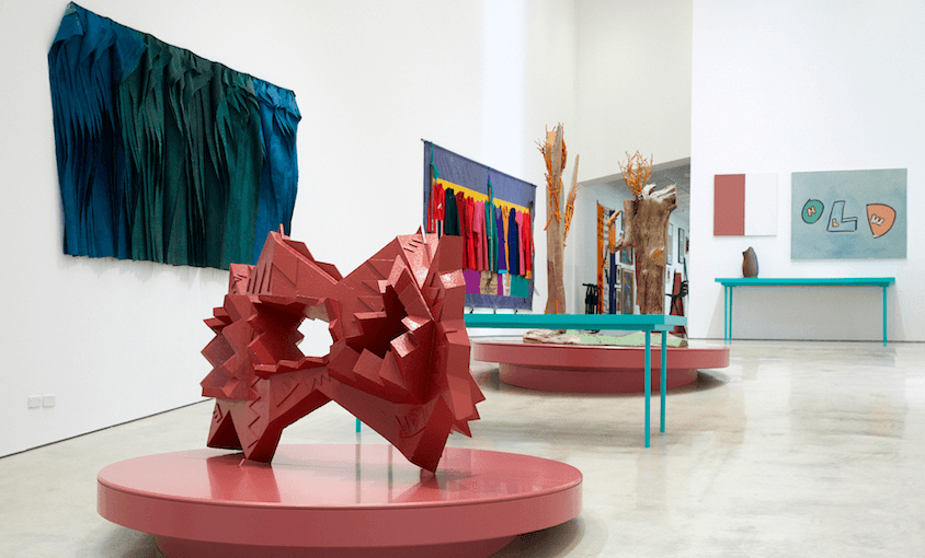 Ruth Buchanan, The scene in which I find myself/Or, where does my body belong?, Govett-Brewster Art Gallery, installation view. Photo: Sam Hartnett. 
