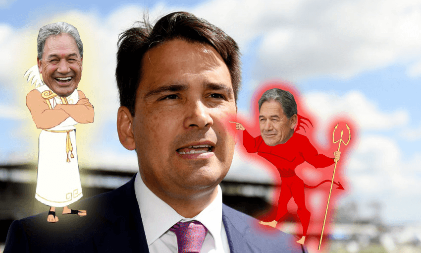 Simon Bridges had a big decision to make (Image: Getty Images, edited by Tina Tiller) 
