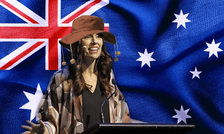 PM Jacinda Ardern, just doing normal Australia stuff (Image: Tina Tiller) 
