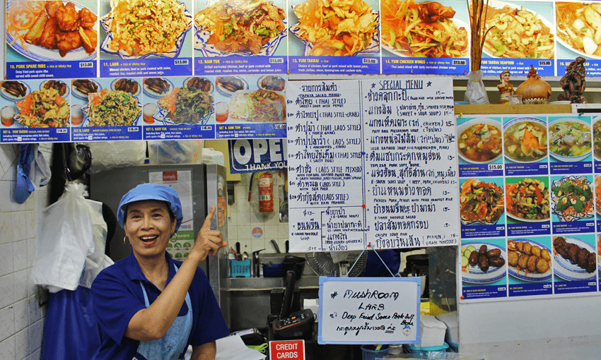 Tasanee Suchatawat (Pim) at her Thai E-Sarn stall at Food Alley (Photo: Jihee Junn) 

