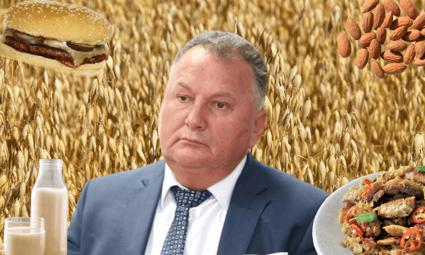 Shane Jones and some plant-based foods (Photo: Getty Images; Supplied) 

