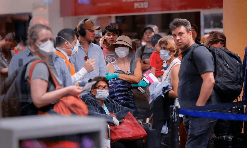 Travellers await their flights out of Peru on March 16 at the Jorge Chavez international airport in Callao, Lima, minutes before borders were closed (Photo: LUKA GONZALES/AFP via Getty Images)