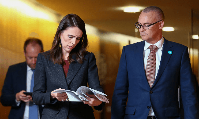 Prime Minister Jacinda Ardern and Health Minister David Clark (Photo by Hagen Hopkins/Getty Images) 
