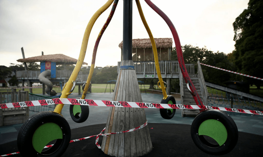 A children’s playground is cordoned off as part of the first lockdown on March 26, 2020 (Photo: Phil Walter/Getty Images) 
