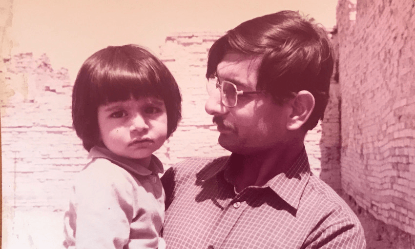 Dad and I, a rare outing to Mohenjodaro in Pakistan. Dad had just started his police service. (photo supplied) 
