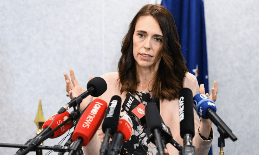 Jacinda Ardern addresses the media. (Getty Images)  
