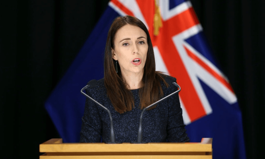 PM Jacinda Ardern at the press conference announcing the country would move to level four, March 23, 2020 (Photo: Getty Images)  
