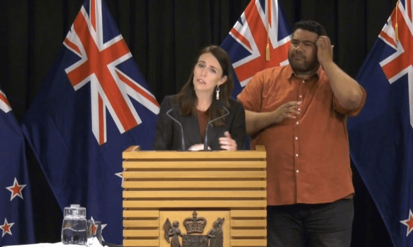 Jacinda Ardern at her post-cabinet press conference 
