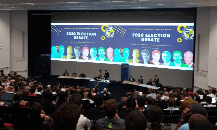 A wide view of the Auckland University Debating Society election debate (Alex Braae)  
