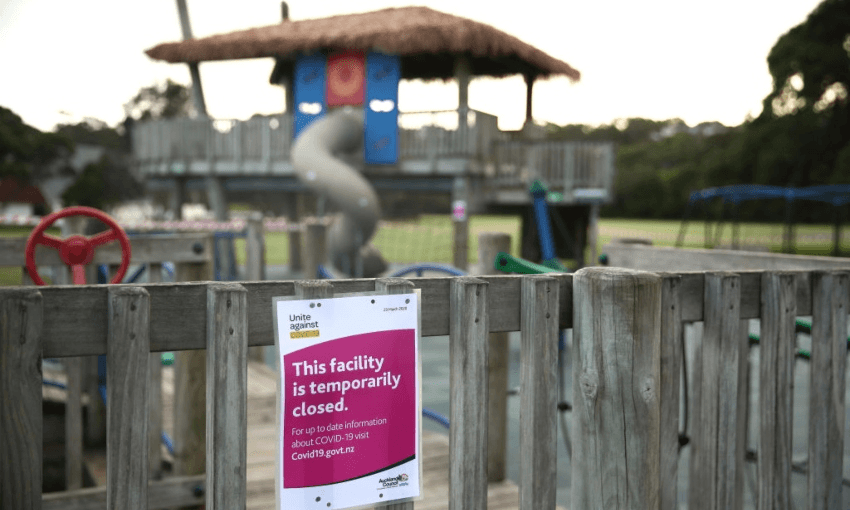 A playground cordoned off due to the lockdown on March 26, 2020 in Auckland (Photo by Phil Walter/Getty Images) 

