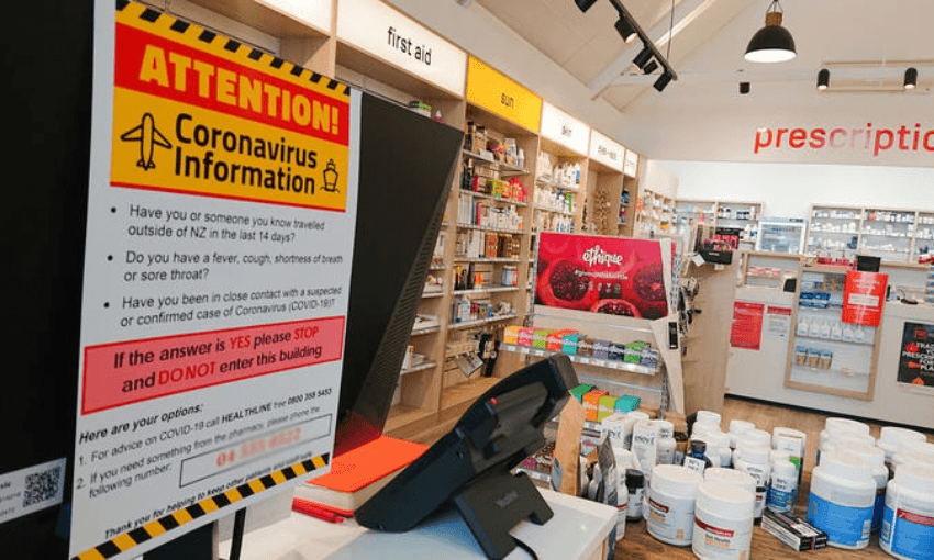 Public information on a sign put up in a pharmacy (Radio NZ, Rob Dixon)  
