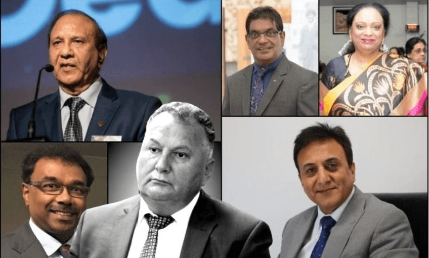 Clockwise from top left: Jeet Suchdev; Paul Patel; Nilima Venkat; Sunny Kaushal; Narendra Bhana; Shane Jones; Vai Ravindran. Via Indian Weekender