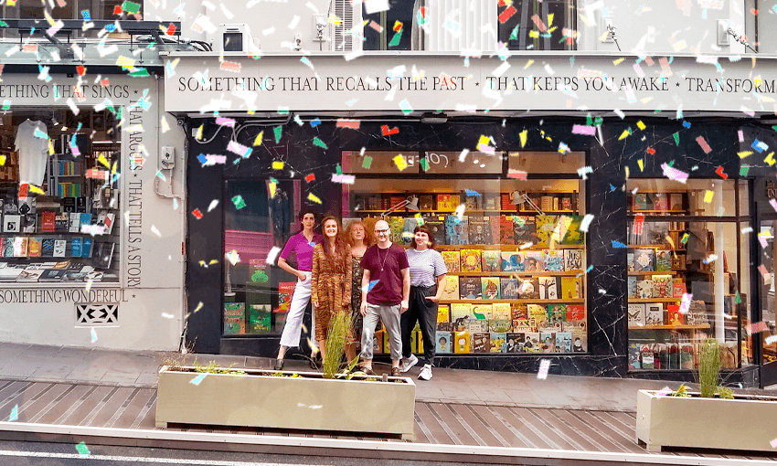 Love your local bookshop. Unity Books Auckland. Photo from when they won best bookshop in the whole world in 2020. Photo: Heart of the City 
