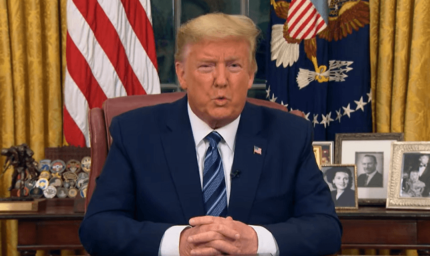 US President Donald Trump addressing the nation about the Covid-19 pandemic