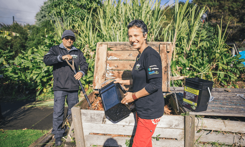 The Compost Collective’s Therese Mangos with fellow facilitator Hari Narayan (Photo: Supplied) 
