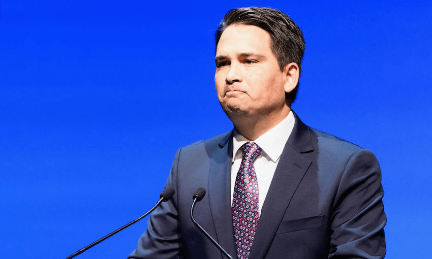 National Party Leader Simon Bridges speaks during the National Party Conference in Christchurch on July 27, 2019. (Photo by Kai Schwoerer/Getty Images) 

