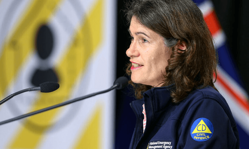 Director of Civil Defence Emergency Management Sarah Stuart-Black at the Beehive. (Photo by Hagen Hopkins – Pool/Getty Images) 

