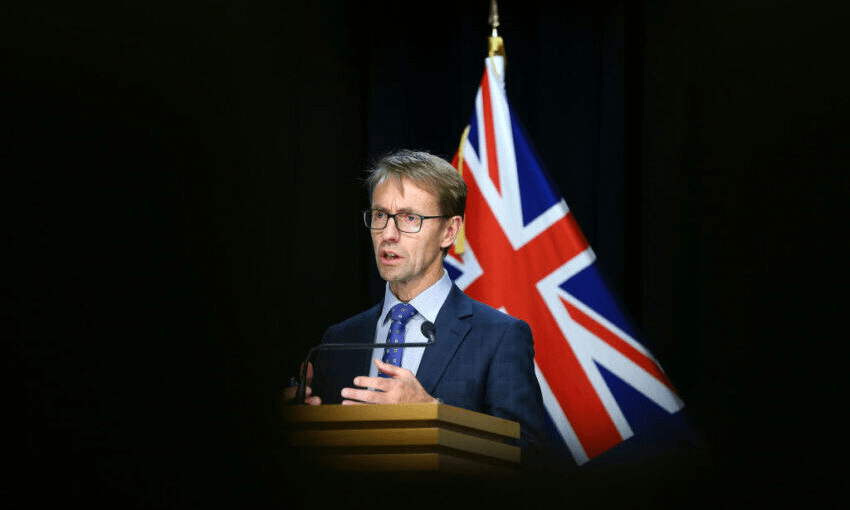 The director general of health, Dr Ashley Bloomfield speaks to media during a press conference at the Beehive (Photo: Hagen Hopkins/Getty Images) 
