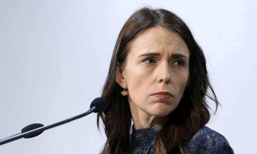 Jacinda Ardern during a press conference at Parliament, April 19 2020 (Photo by Hagen Hopkins/Getty Images) 
