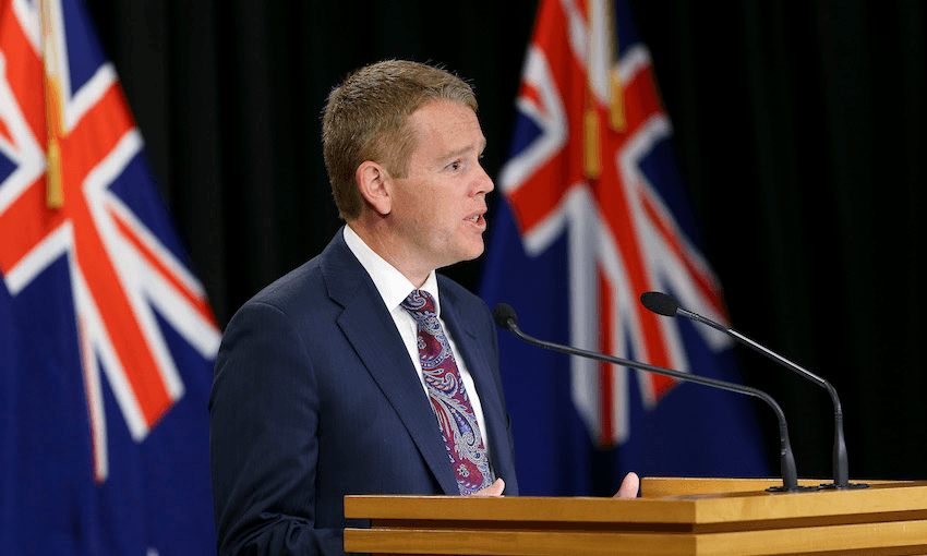 Chris Hipkins speaks to media during a press conference (Photo: Hagen Hopkins/Getty Images) 
